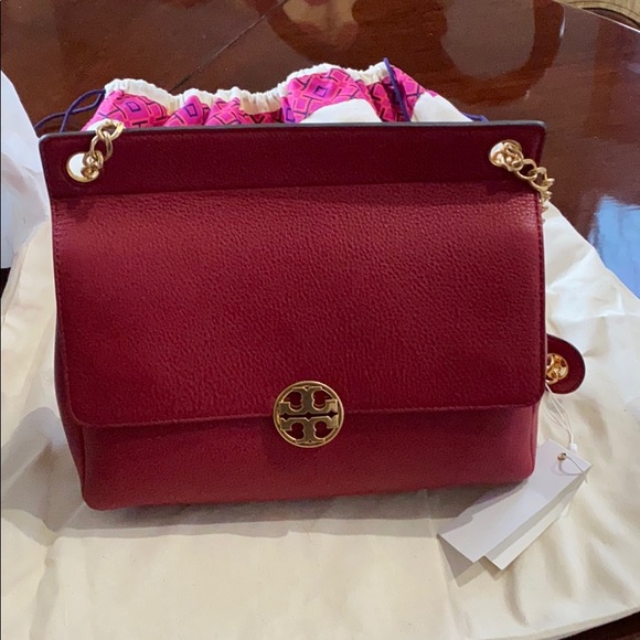 Tory Burch Chelsea flap Red shoulder bag NEW - Picture 7 of 8
